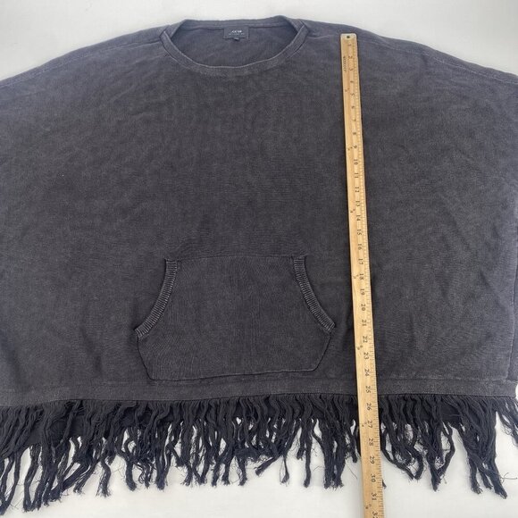 Joes Jeans Collection Size Small Black Poncho Sweater Cotton Fringe Pockets Boho - Picture 4 of 11